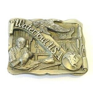 Waterfowl USA Mens Silver Belt Buckle Wide Western Stainless Hunting NEW